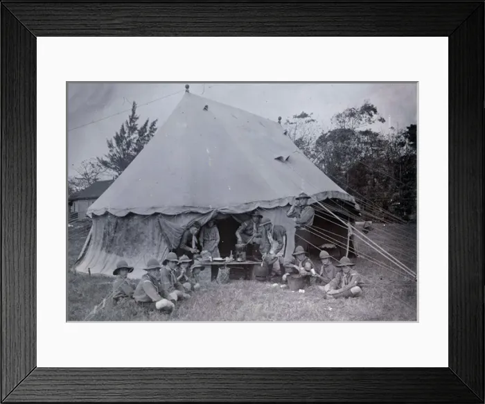 Framed Print : Boy scouts cooking at camp, Mauritius Framed Print : Boy scouts cooking at camp, Mauritius