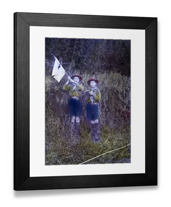 Framed Print : Two boy scouts on an outdoor activity, Mauritius Framed Print : Two boy scouts on an outdoor activity, Mauritius