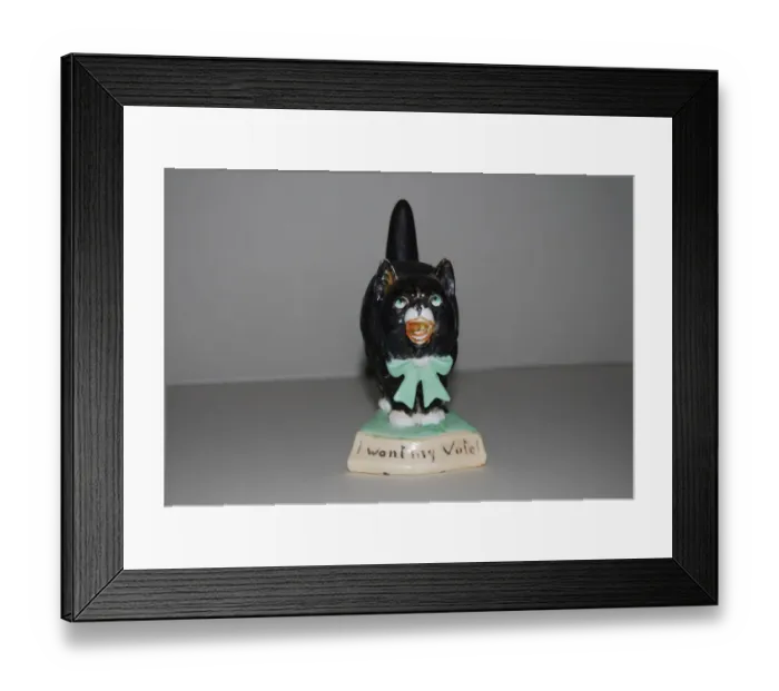 Framed Print : Suffragette Black Cat Ceramic Framed Print : Suffragette Black Cat Ceramic