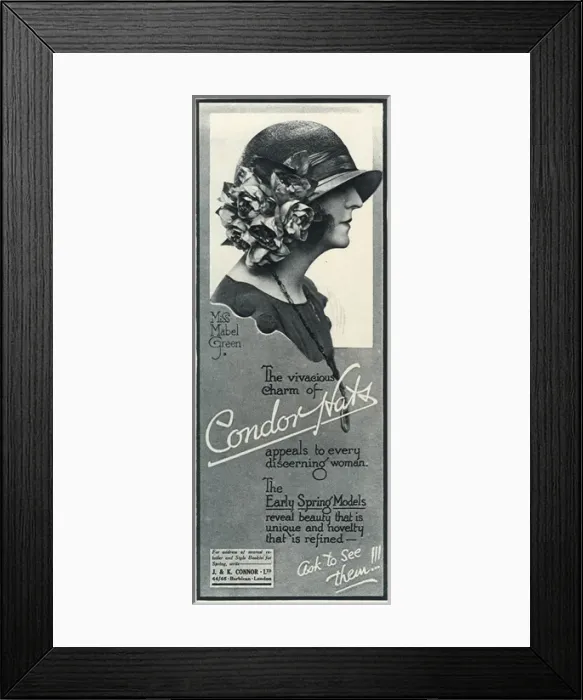Framed Print : Advert for Condor hats 1923 Framed Print : Advert for Condor hats 1923