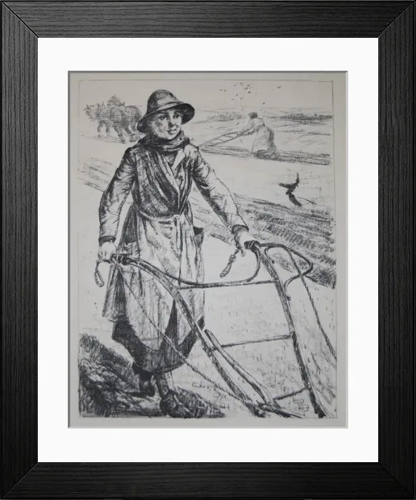 Framed Print : Womens War Work WW1 Ploughing Framed Print : Womens War Work WW1 Ploughing