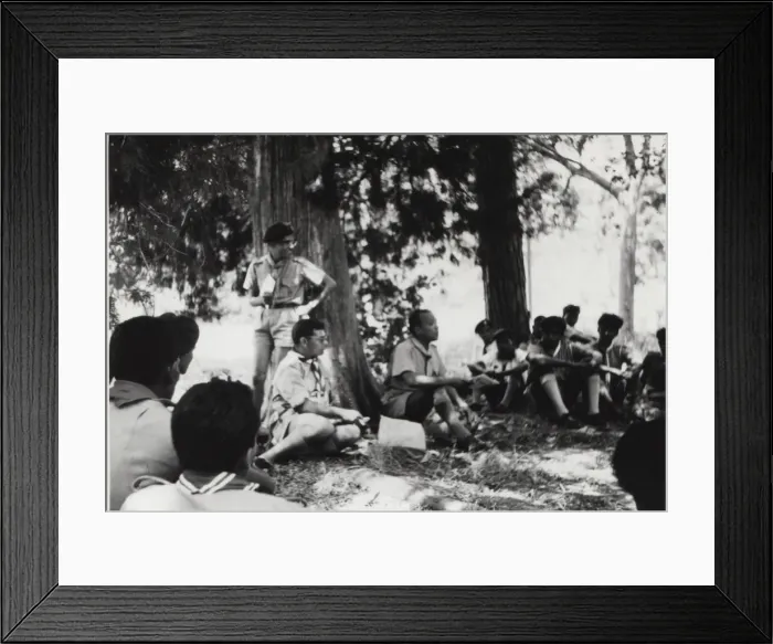 Framed Print : Boy scouts relaxing under trees, Mauritius Framed Print : Boy scouts relaxing under trees, Mauritius
