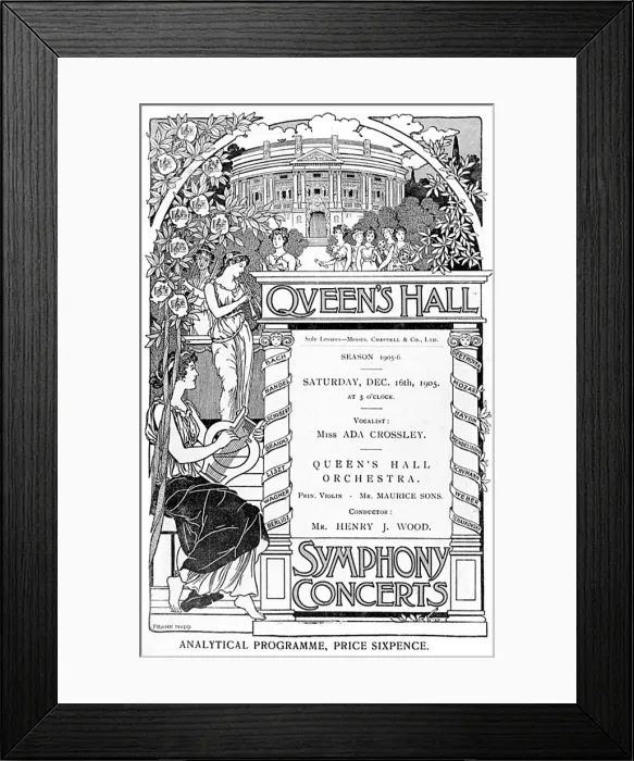 Framed Print : Programme cover, Queens Hall Symphony Concerts Framed Print : Programme cover, Queens Hall Symphony Concerts