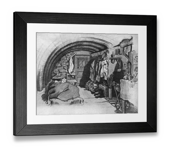 Framed Print : British dug-out interior, WW1 Framed Print : British dug-out interior, WW1