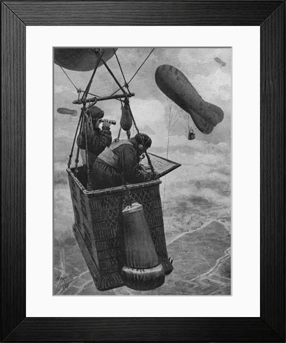 Framed Print : A Kite Balloon car over the Western Front, WW1 Framed Print : A Kite Balloon car over the Western Front, WW1