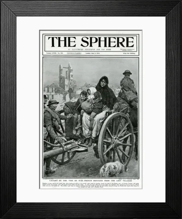 Framed Print : Sphere cover - French refugees from lost villages, Matania Framed Print : Sphere cover - French refugees from lost villages, Matania