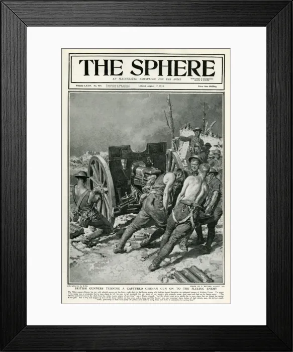 Framed Print : Sphere cover - British gunners turning German gun on enemy