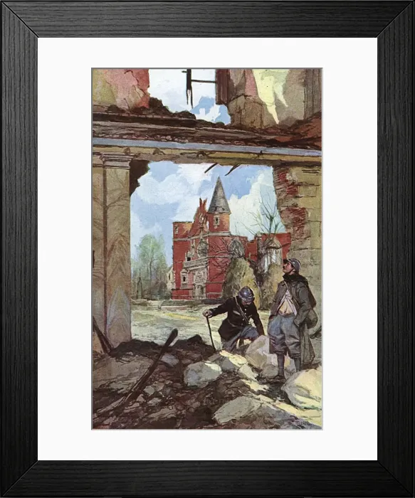 Framed Print : Chapel of Tilloloy seen from interior of Chateau, WW1 Framed Print : Chapel of Tilloloy seen from interior of Chateau, WW1