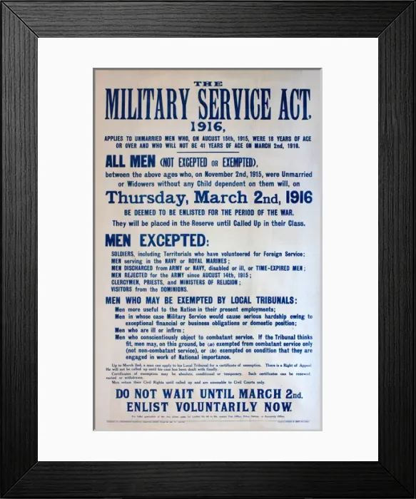 Framed Print : WWI Poster, Military Service Act 1916 Framed Print : WWI Poster, Military Service Act 1916