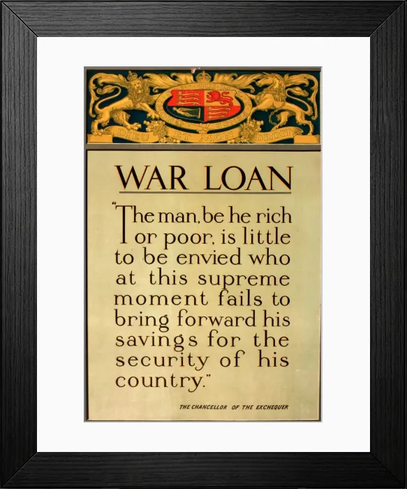 Framed Print : WWI Poster, War Loan Framed Print : WWI Poster, War Loan