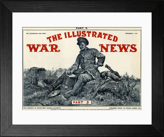 Framed Print : Illustrated War News front cover, soldier writing letter Framed Print : Illustrated War News front cover, soldier writing letter