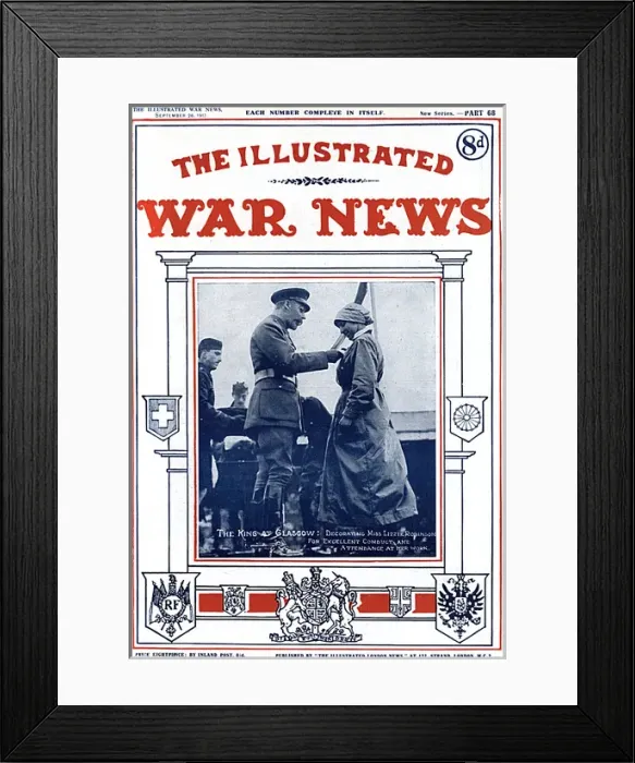 Framed Print : Illustrated War News - King decorates munition worker Framed Print : Illustrated War News - King decorates munition worker