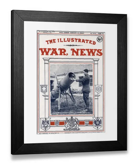Framed Print : Illustrated War News - Dog in a trench mortar, WW1 Framed Print : Illustrated War News - Dog in a trench mortar, WW1