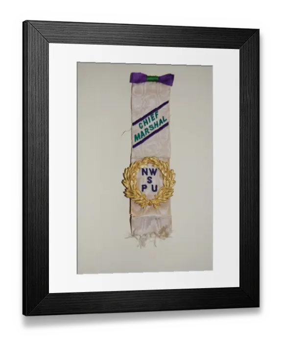Framed Print : Suffragette N. W. S. P. U Regalia Ribbon Framed Print : Suffragette N. W. S. P. U Regalia Ribbon