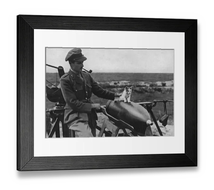 Framed Print : Cat as a mascot of a gun crew on Western Front Framed Print : Cat as a mascot of a gun crew on Western Front