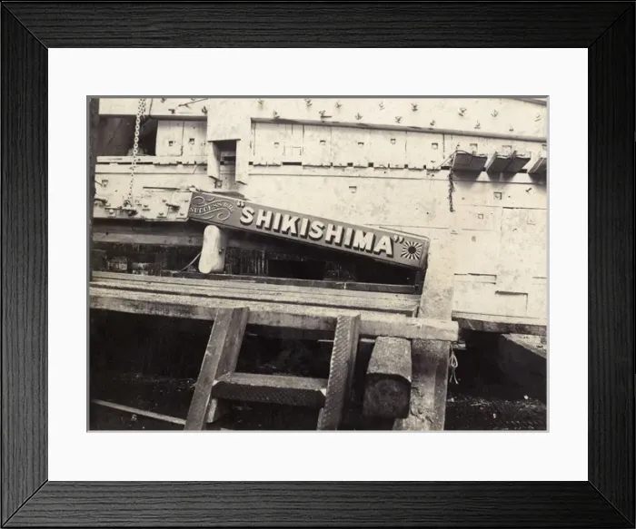 Framed Print : Japanese battleship Shikishima, Blackwall, London Framed Print : Japanese battleship Shikishima, Blackwall, London