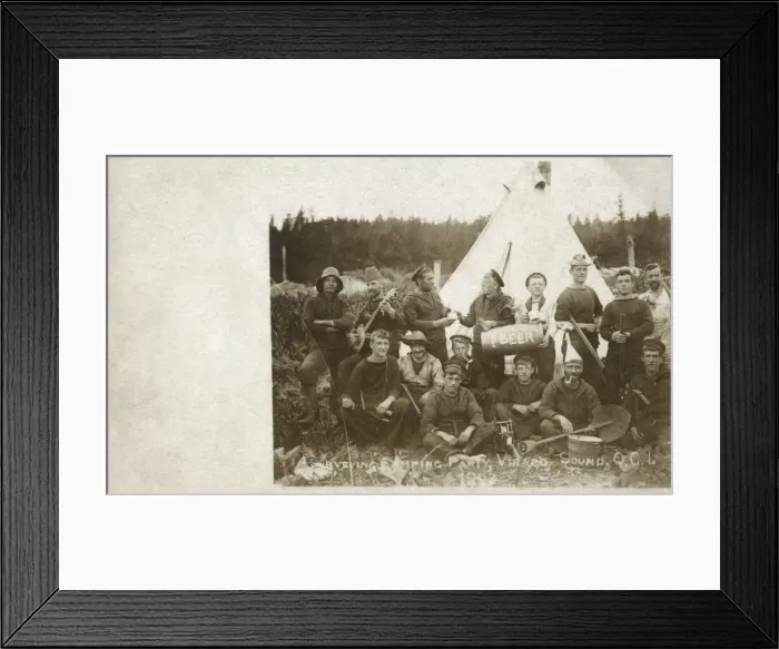 Framed Print : Sailors camping party, Virago Sound, Canada Framed Print : Sailors camping party, Virago Sound, Canada