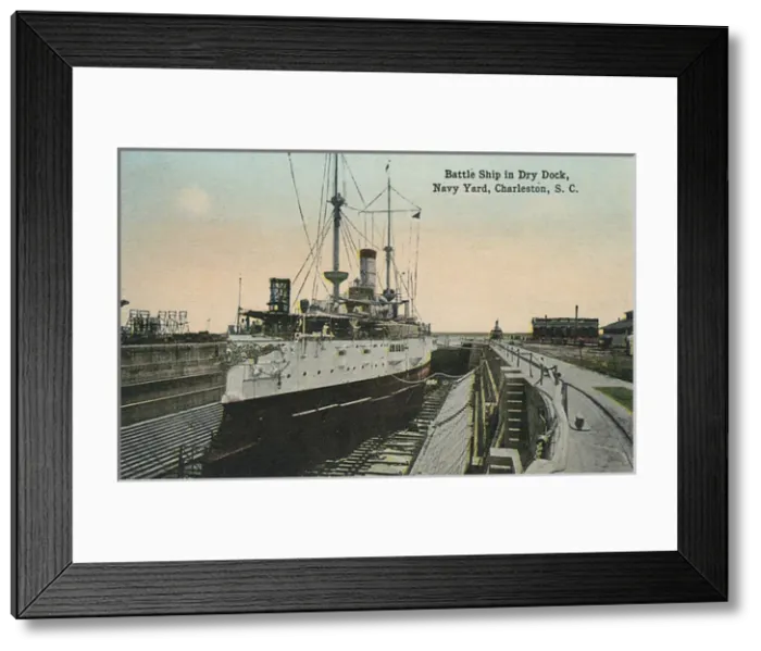 Framed Print : American battleship in dry dock, Charleston, USA Framed Print : American battleship in dry dock, Charleston, USA