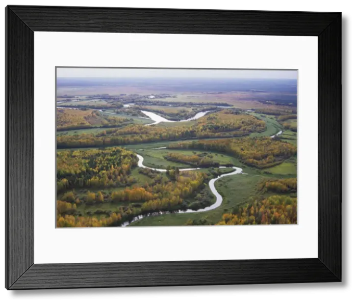 Framed Print : River Sosva meanders, forest and meadows (used Framed Print : River Sosva meanders, forest and meadows (used