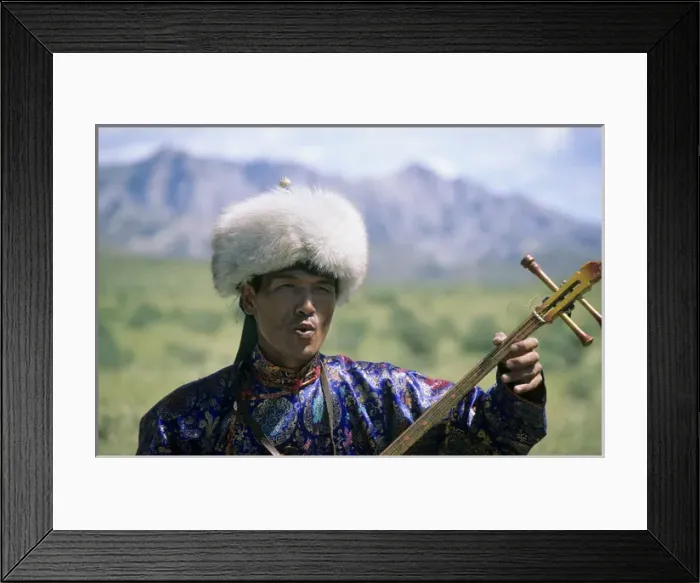 Framed Print : Tuvinian throat -singer performs, traditional Framed Print : Tuvinian throat -singer performs, traditional