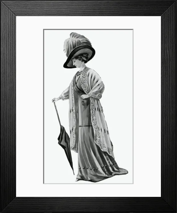 Framed Print : Woman wearing piped tunic skirt 1909 Framed Print : Woman wearing piped tunic skirt 1909