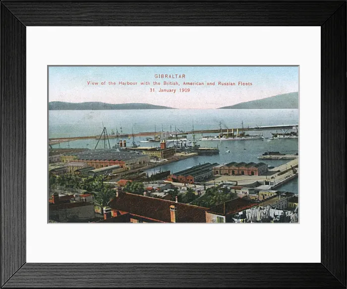 Framed Print : The Harbour, Gibraltar, with naval fleets Framed Print : The Harbour, Gibraltar, with naval fleets