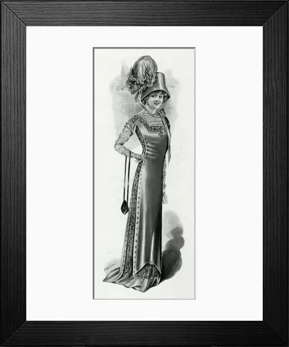 Framed Print : Straight cut frock of ribbon tussore 1909 Framed Print : Straight cut frock of ribbon tussore 1909