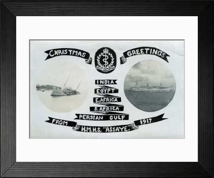 Framed Print : HMHS Assaye, Christmas Greetings, WW1 Framed Print : HMHS Assaye, Christmas Greetings, WW1