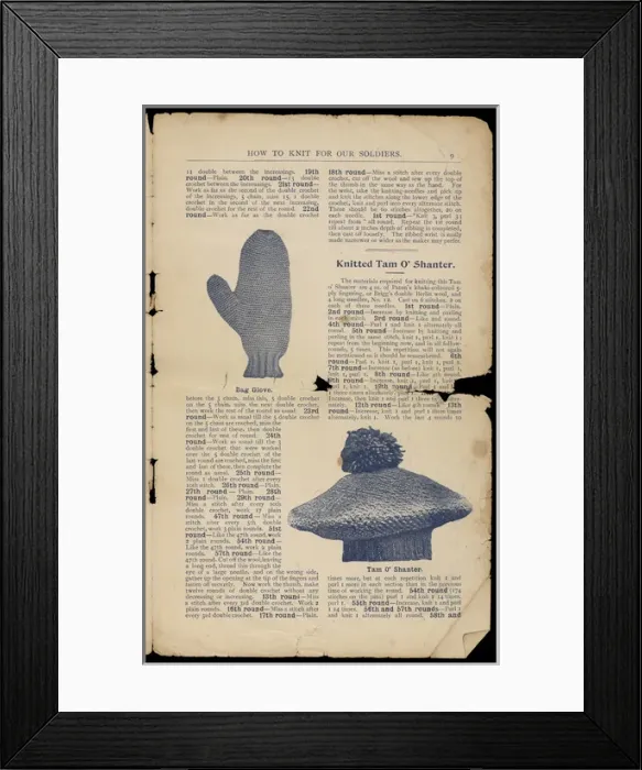 Framed Print : Book of patterns: Women & War - How to knit and crochet Framed Print : Book of patterns: Women & War - How to knit and crochet