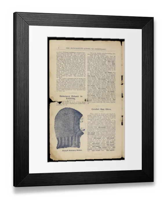 Framed Print : Book of patterns: Women & War - How to knit and crochet Framed Print : Book of patterns: Women & War - How to knit and crochet