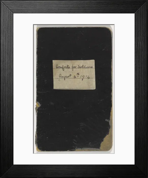Framed Print : Notebook recording quantities of comforts for soldiers Framed Print : Notebook recording quantities of comforts for soldiers