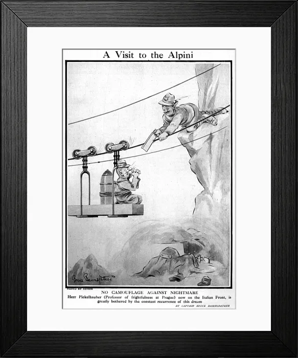 Framed Print : A Visit to the Alpini by Bruce Bairnsfather, WW1 cartoon Framed Print : A Visit to the Alpini by Bruce Bairnsfather, WW1 cartoon