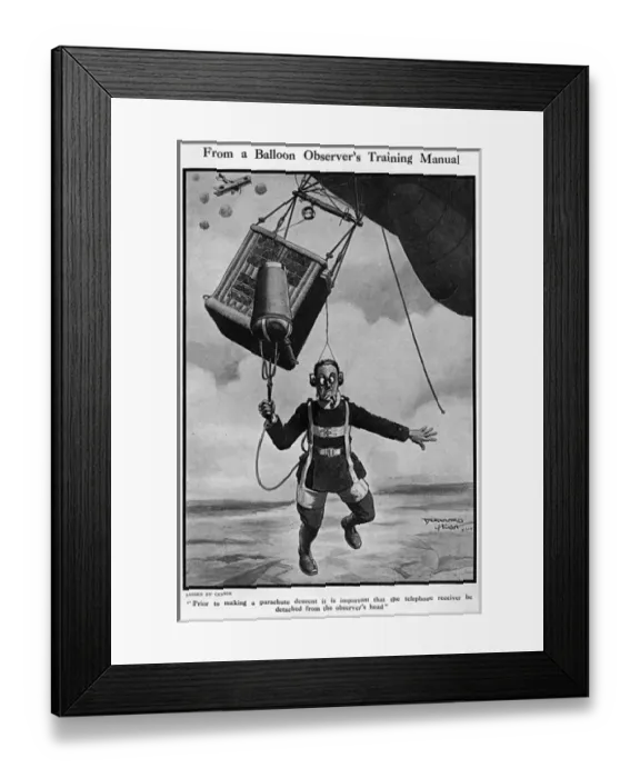 Framed Print : From a Balloon Observers Training Manual, WW1 cartoon Framed Print : From a Balloon Observers Training Manual, WW1 cartoon