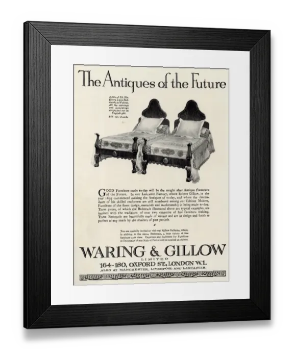 Framed Print : Advert for Waring & Gillow twin beds Framed Print : Advert for Waring & Gillow twin beds