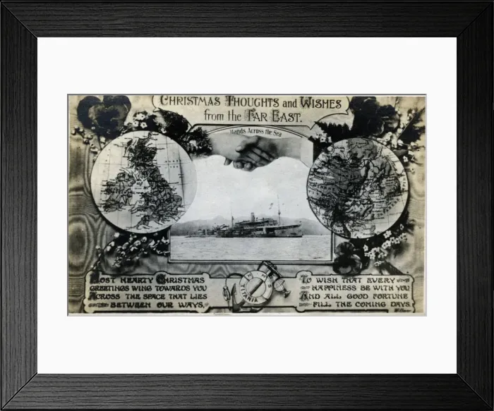Framed Print : HMS Titania, British ship, Christmas card from Far East Framed Print : HMS Titania, British ship, Christmas card from Far East