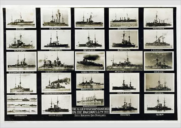Allied warships, Dardanelles, February 1915, WW1