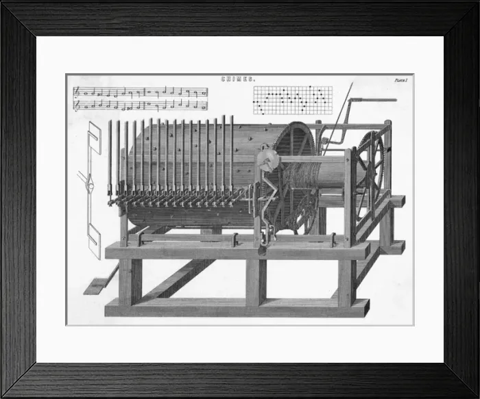Framed Print : Chimes. An automated musical instrument that chimes Framed Print : Chimes. An automated musical instrument that chimes