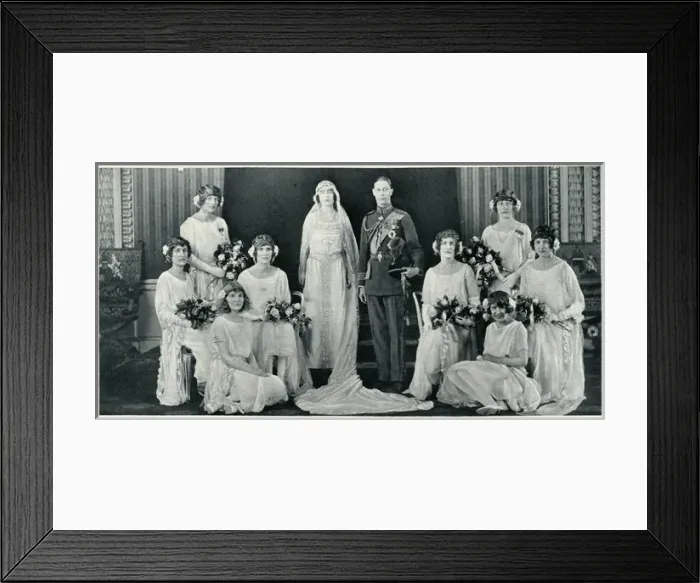 Framed Print : The Duke and Duchess of York with their bridesmaids Framed Print : The Duke and Duchess of York with their bridesmaids