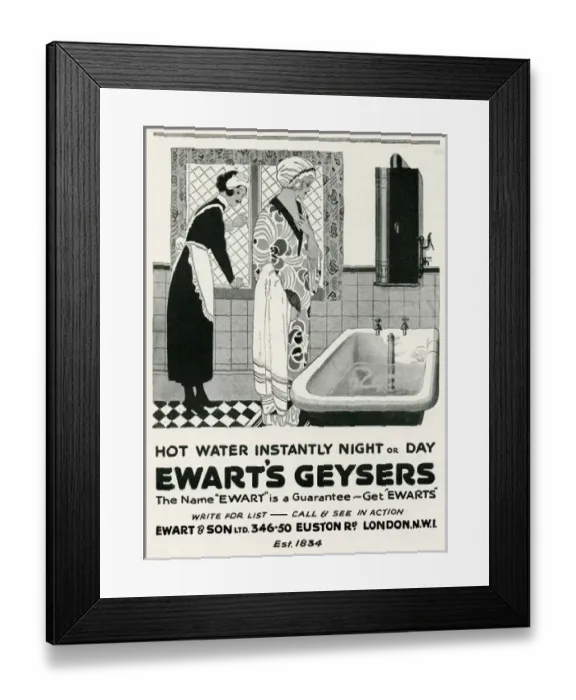 Framed Print : Advert for Ewarts Geysers 1923 Framed Print : Advert for Ewarts Geysers 1923