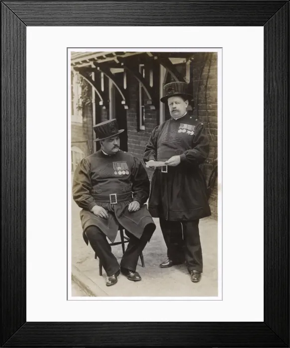 Framed Print : Edwardian beefeaters at the Tower of London Framed Print : Edwardian beefeaters at the Tower of London