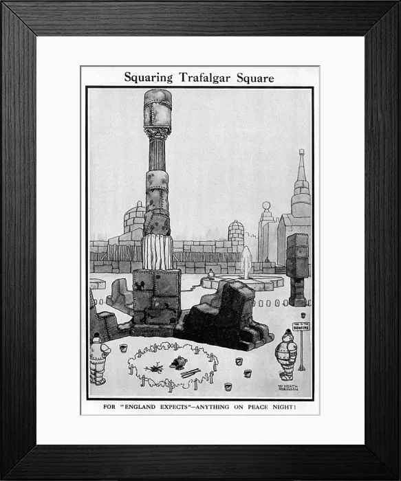 Framed Print : Squaring Trafalgar Square by Heath Robinson Framed Print : Squaring Trafalgar Square by Heath Robinson