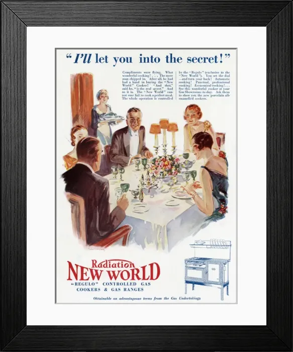 Framed Print : Advert for the Radiation New World Gas Cooker Framed Print : Advert for the Radiation New World Gas Cooker