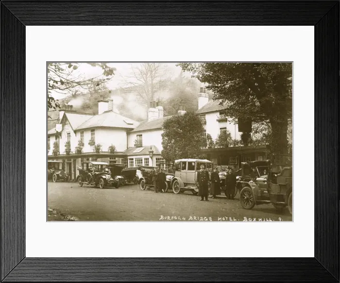 Framed Print : Chauffeurs and cars, Burford Bridge Hotel, Box Hill, Surrey Framed Print : Chauffeurs and cars, Burford Bridge Hotel, Box Hill, Surrey