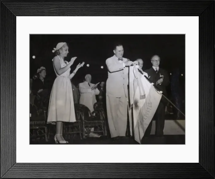 Framed Print : Juan and Eva Peron at Pan American Games Framed Print : Juan and Eva Peron at Pan American Games