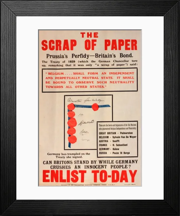 Framed Print : WWI Poster, The Scrap of Paper, Enlist Today Framed Print : WWI Poster, The Scrap of Paper, Enlist Today