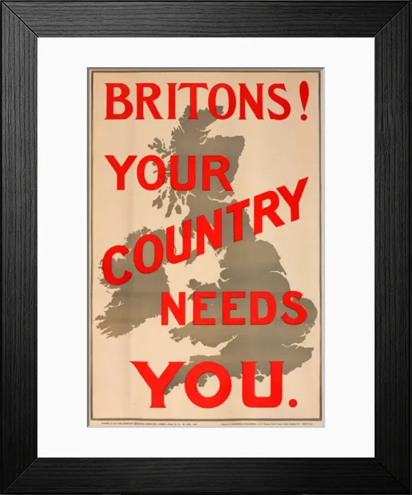 Framed Print : WWI Poster, Britons! Your Country Needs You Framed Print : WWI Poster, Britons! Your Country Needs You