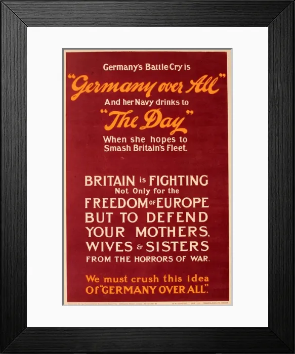 Framed Print : WWI Poster, Germany over All Framed Print : WWI Poster, Germany over All