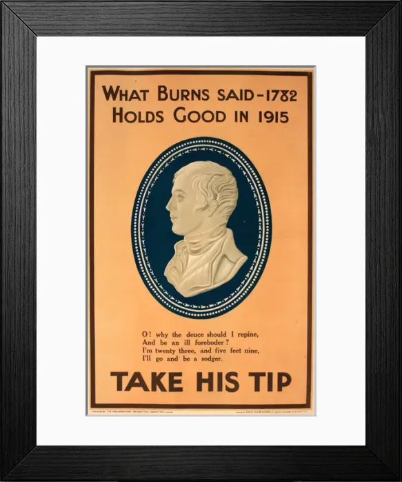 Framed Print : WWI Poster, What Burns said Framed Print : WWI Poster, What Burns said