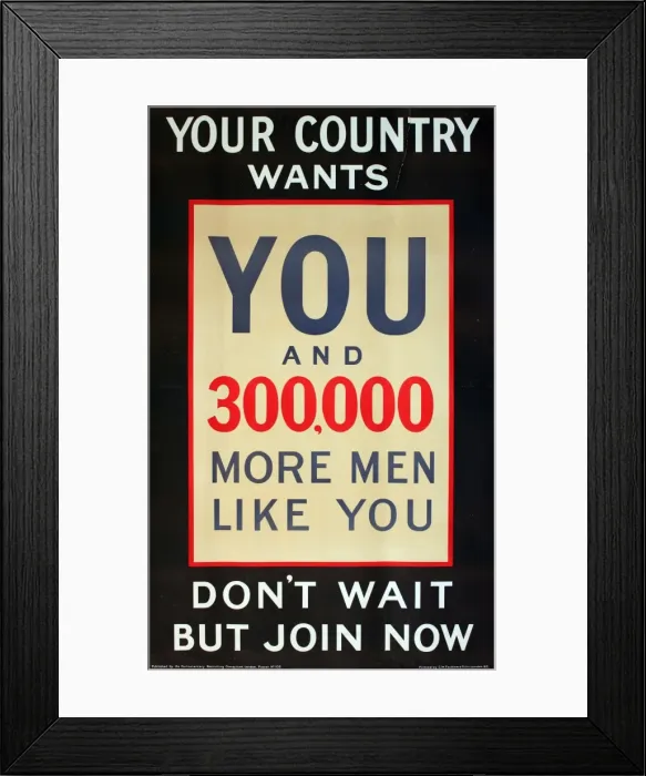 Framed Print : WWI Poster, Your country wants you Framed Print : WWI Poster, Your country wants you