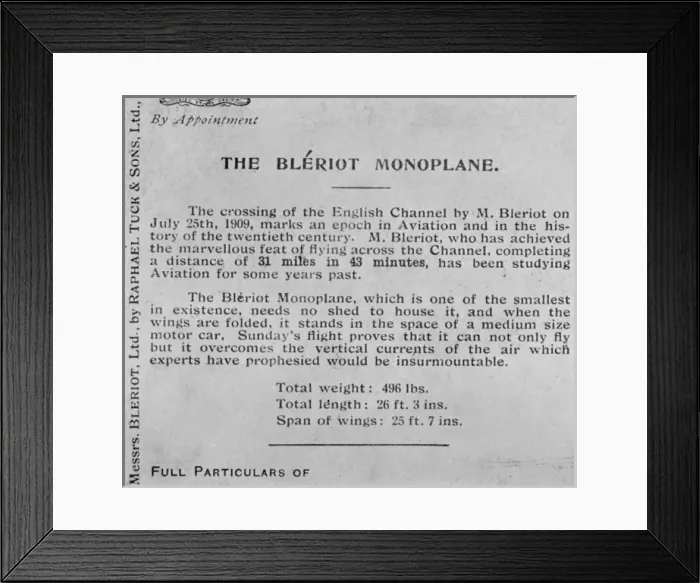 Framed Print : Bleriot monoplane crosses English Channel Framed Print : Bleriot monoplane crosses English Channel